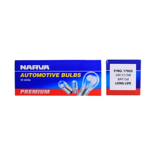 Narva Premium Globes (box Of 10) Bay15d Offset Pins Bayonet Double Contact 24v 21/5w thumbnail