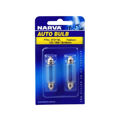 Narva 12V 18W Festoon Globes SV8-5.8 T-15mm Twin Pack 47271BL thumbnail