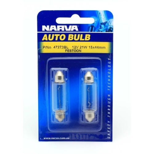 Narva 12V 21W C21W Festoon Globes SV8-5.8 T-15mm Twin Pack 47273BL thumbnail