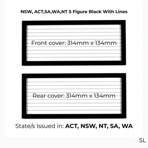 Altrex Number Plate Protector Covers Black with Lines 5 Digit 5L thumbnail