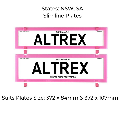 Altrex Number Plate Protector Covers Slimline Pink No Lines NSW & SA 6BCNLP thumbnail