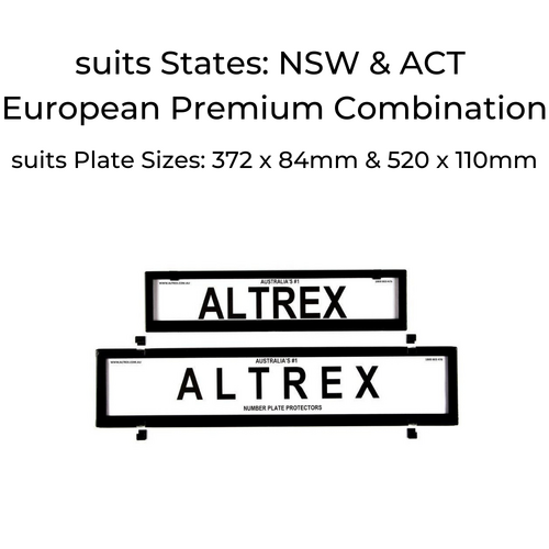 Altrex Number Plate Protector Covers Black NSW/ACT European Combination 6NLEP thumbnail