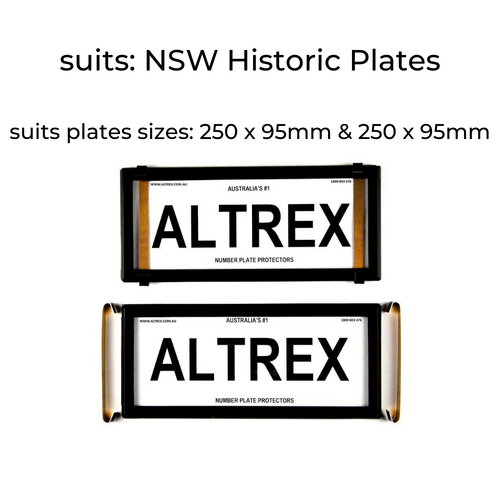 Altrex Number Plate Protector Cover NSW Historic Black No Lines 6NLH thumbnail