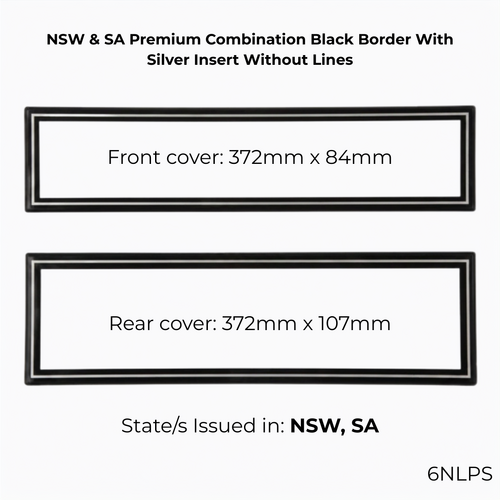Altrex Number Plate Protectors Premium Black No Lines Silver Border 6NLPS 372x84mm/372x107mm thumbnail