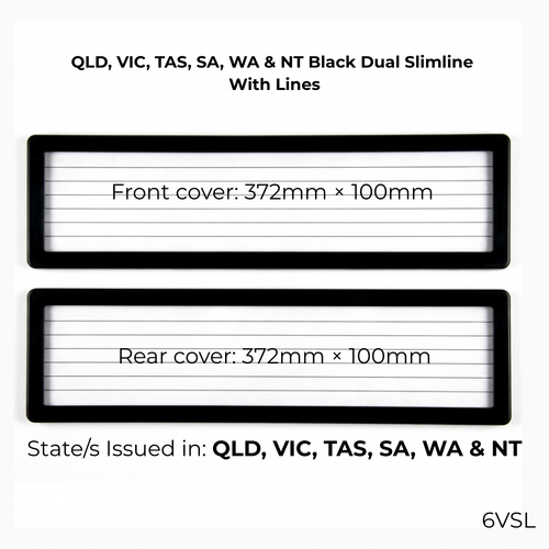 Altrex Number Plate Protector Covers Dual Slimline Black With Lines 6VSL thumbnail