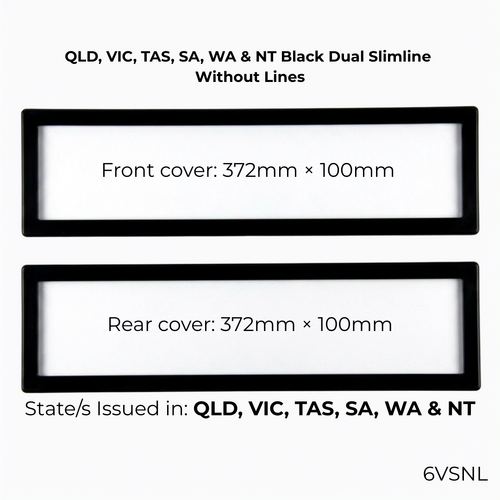 Altrex Number Plate Protector Covers Black Dual Slimline Without Lines 6VSNL 372x100mm thumbnail