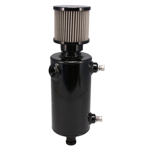 Raceworks Oil Catch Can Round 1.0L Twin with External Breather ALY-245BK thumbnail