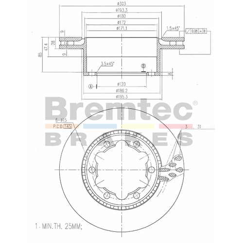 Bremtec Euroline Geozinc Brake Disc Rotor (1) BDR17730EL thumbnail