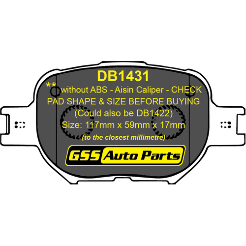 Bremtec Front General Purpose Brake Pads BT502TS DB1431 thumbnail