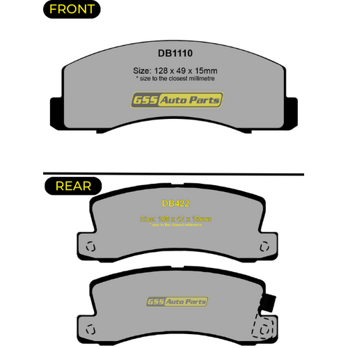 Premier Ceramic Front & Rear Brake Pad Set DB1110 DB422 CP1110-CP422 thumbnail