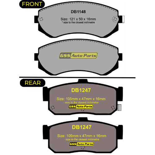 Premier Ceramic Front & Rear Brake Pad Set DB1148 DB1247 CP1148-CP1247 thumbnail