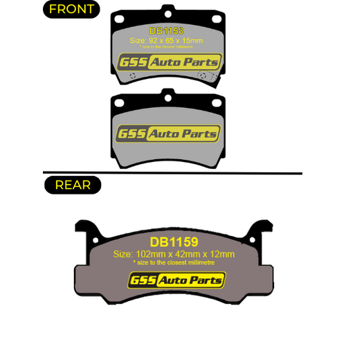 Premier Ceramic Front & Rear Brake Pad Set DB1158 DB1159 CP1158-CP1159 thumbnail