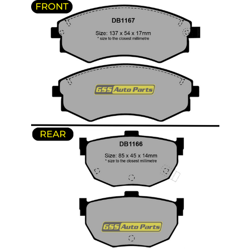 Premier Ceramic Front & Rear Brake Pad Set DB1167 DB1166 CP1167-CP1166 thumbnail