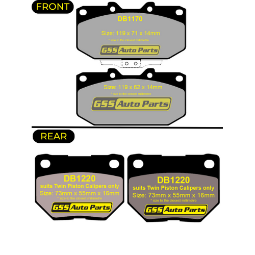 Premier Ceramic Front & Rear Brake Pad Set DB1170 DB1220 CP1170-CP1220 thumbnail