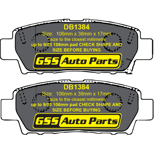 Bendix GCT Rear Brake Pads DB1384GCT DB1384 thumbnail