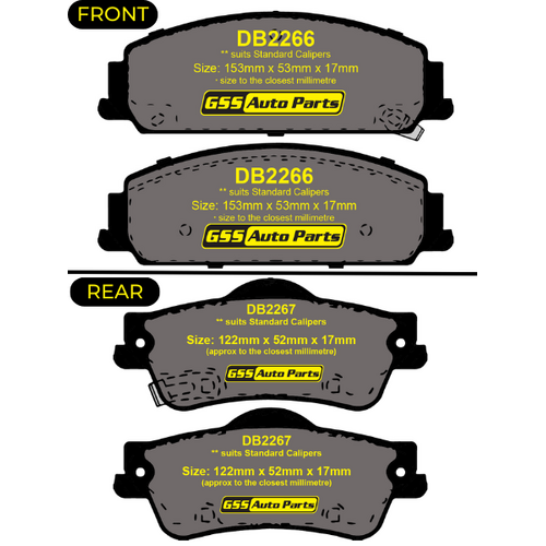 Bendix GCT Front & Rear Brake Pad Set DB2266GCT DB2267GCT thumbnail