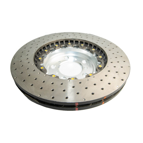DBA 5000 Series T3 Cross Drilled & Dimpled Fully Assembled 2-piece Silver Hat Brake Rotor (1) DBA52280SLVXD thumbnail