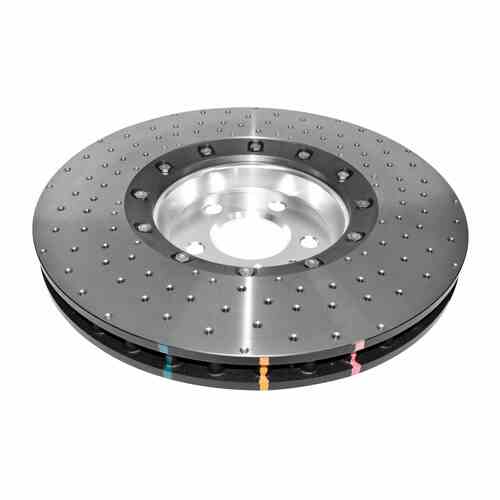 DBA 5000 Series T3 Cross Drilled & Dimpled Fully Assembled 2-piece Silver Hat Brake Rotor (1) DBA52774SLVXD thumbnail