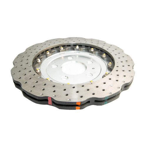 DBA 5000 Series T3 Cross Drilled & Dimpled Fully Assembled 2-piece Silver Hat Brake Rotor (1) DBA52841WSLVXD thumbnail