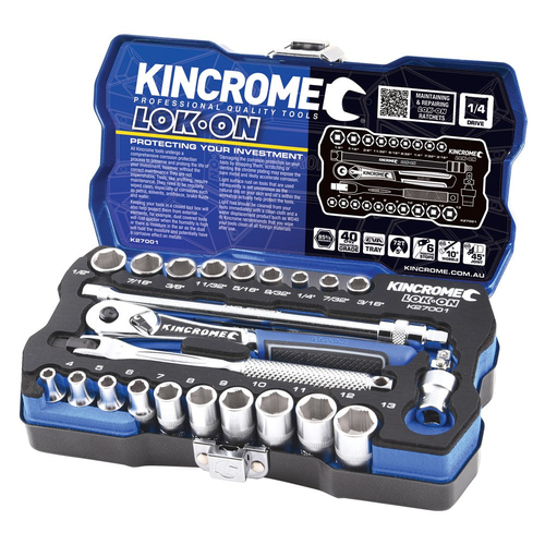 Kincrome 24 Piece 1/4" Drive Lok-On Socket Set Metric & Imperial KIN-K27001 thumbnail