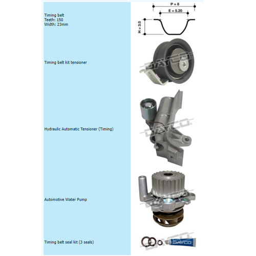 Dayco Timing Belt Kit Including Water Pump KTB327EP thumbnail