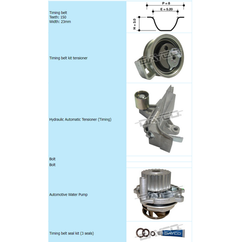 Dayco Timing Belt Kit Including Water Pump KTB345EP thumbnail