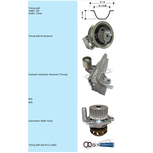 Dayco Timing Belt Kit Including Water Pump KTB345EP1 thumbnail