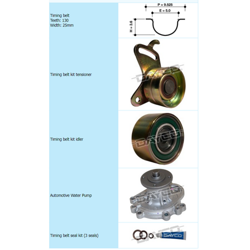 Dayco Timing Belt Kit Including Water Pump KTBA019P thumbnail