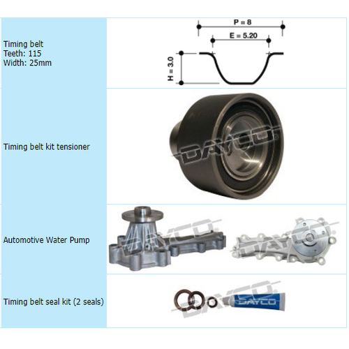 Dayco Timing Belt Kit Including Water Pump KTBA028P thumbnail