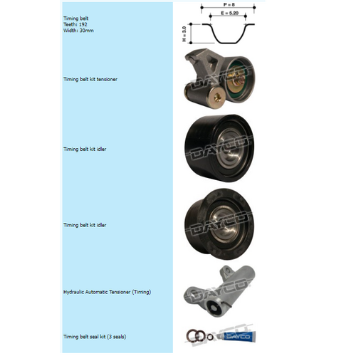 Dayco Timing Belt Kit With Hydraulic Tensioner KTBA041H thumbnail