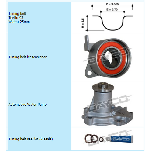 Dayco Timing Belt Kit Including Water Pump KTBA073P1 thumbnail