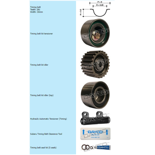 Dayco Timing Belt Kit With Hydraulic Tensioner KTBA074H thumbnail