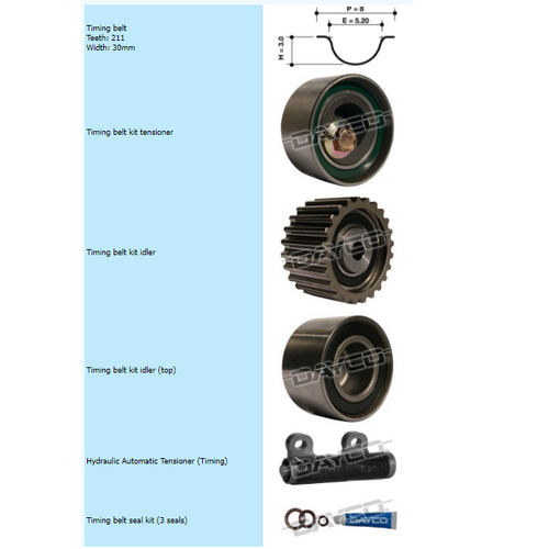 Dayco Timing Belt Kit With Hydraulic Tensioner KTBA075H thumbnail
