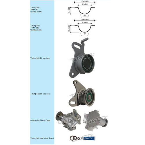 Dayco Timing Belt Kit Including Water Pump KTBA080P thumbnail