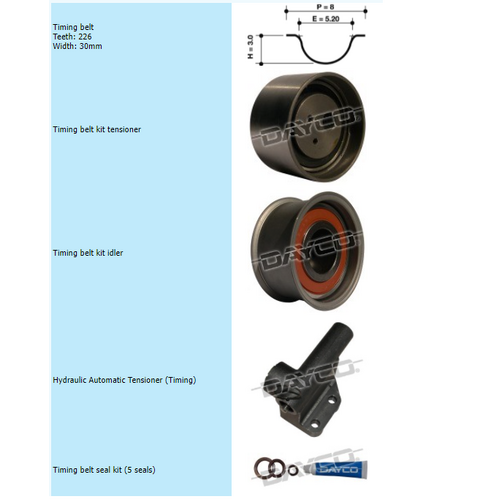Dayco Timing Belt Kit With Hydraulic Tensioner KTBA087H thumbnail