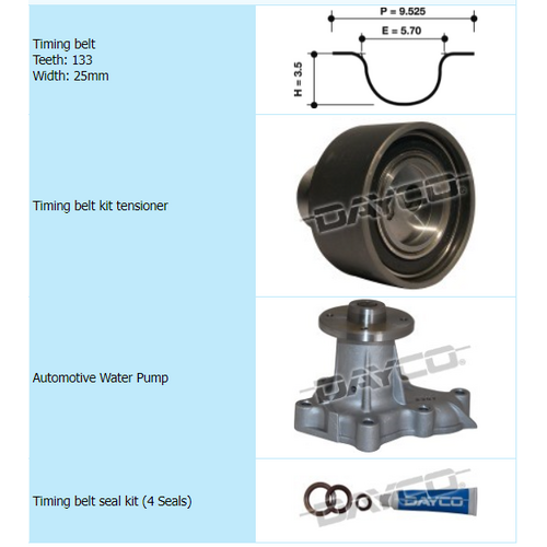 Dayco Timing Belt Kit Including Water Pump KTBA094P thumbnail