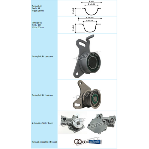 Dayco Timing Belt Kit Including Water Pump KTBA096P thumbnail
