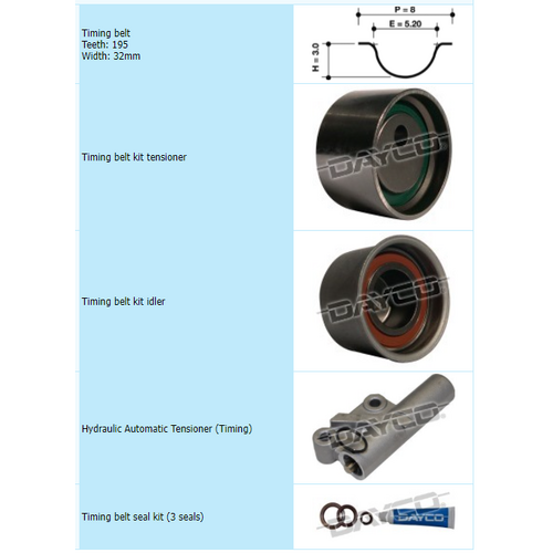 Dayco Timing Belt Kit With Hydraulic Tensioner KTBA099H KTBA099 thumbnail