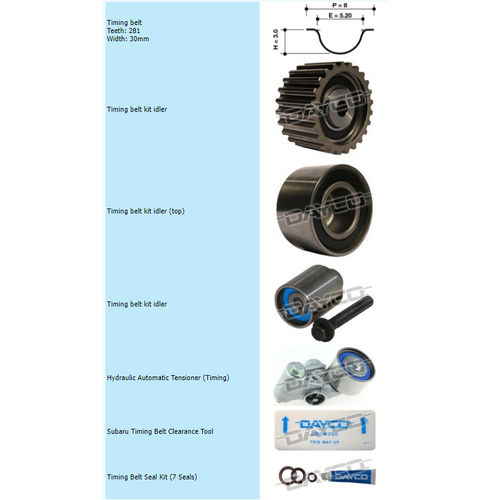 Dayco Timing Belt Kit With Hydraulic Tensioner KTBA161H thumbnail