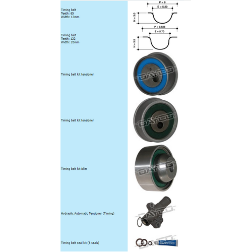Dayco Timing Belt Kit With Hydraulic Tensioner KTBA196H thumbnail