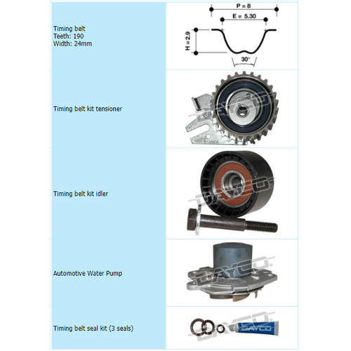 Dayco Timing Belt Kit Including Water Pump KTBA210P thumbnail