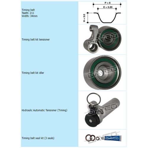 Dayco Timing Belt Kit With Hydraulic Tensioner KTBA238H thumbnail