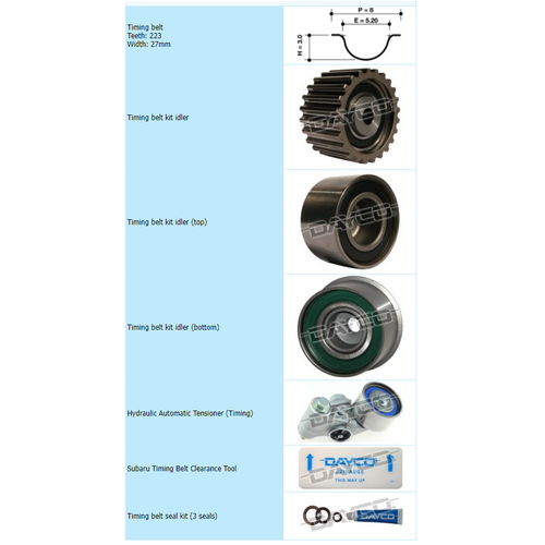 Dayco Timing Belt Kit With Hydraulic Tensioner KTBA245H thumbnail
