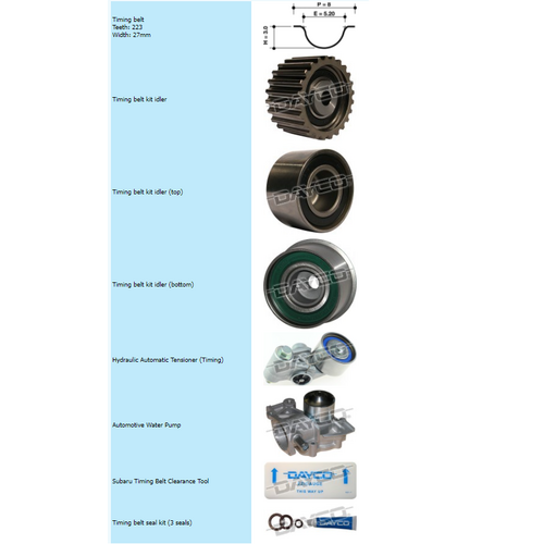 Dayco Timing Belt Kit Including Hydraulic Tensioner & Water Pump KTBA245HP thumbnail
