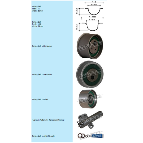 Dayco Timing Belt Kit With Hydraulic Tensioner KTBA264H thumbnail