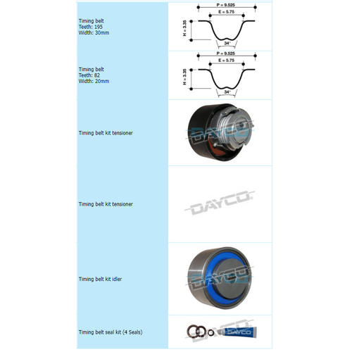 Dayco Timing Cam Belt & Injection Pump Belt Kit KTBA278 thumbnail