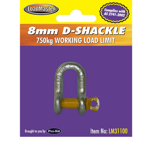 Loadmaster Towbar D-Shackle 8mm Grade S 0.75t Yellow Pin LM31100 thumbnail