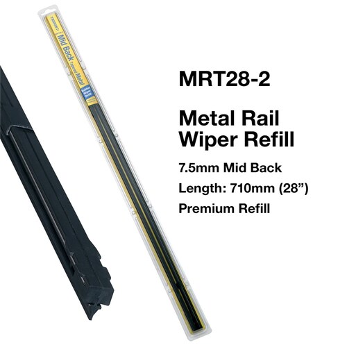 Tridon Front Wiper Blade Refills (Pair) - 28 Inch Metal Rail - Mid Back Tapered - 2 Piece 710mm (28") MRT28-2 thumbnail