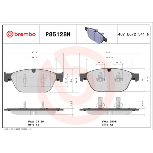 Brembo Front Brake Pads P85128N thumbnail
