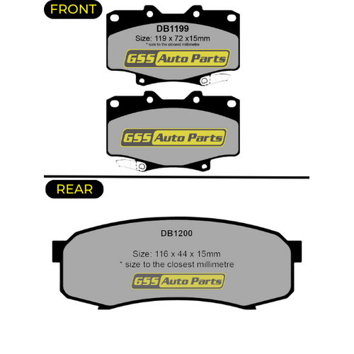 Premier Front & Rear Brake Pad Set DB1199 DB1200 PR1199-PR1200 thumbnail